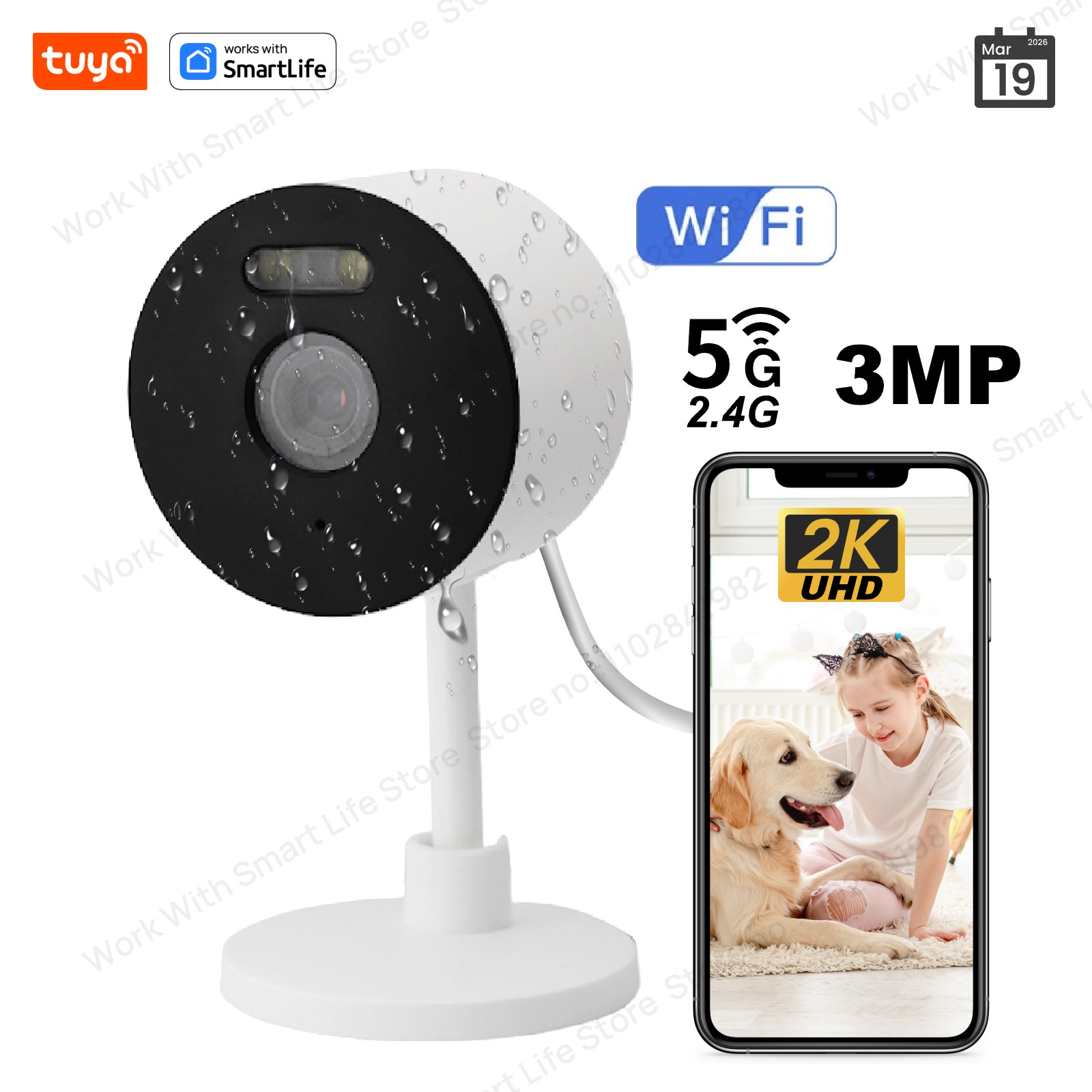 3MP HD Tuya Smart Indoor/Outdo - Smart Elderly Home recension och pris