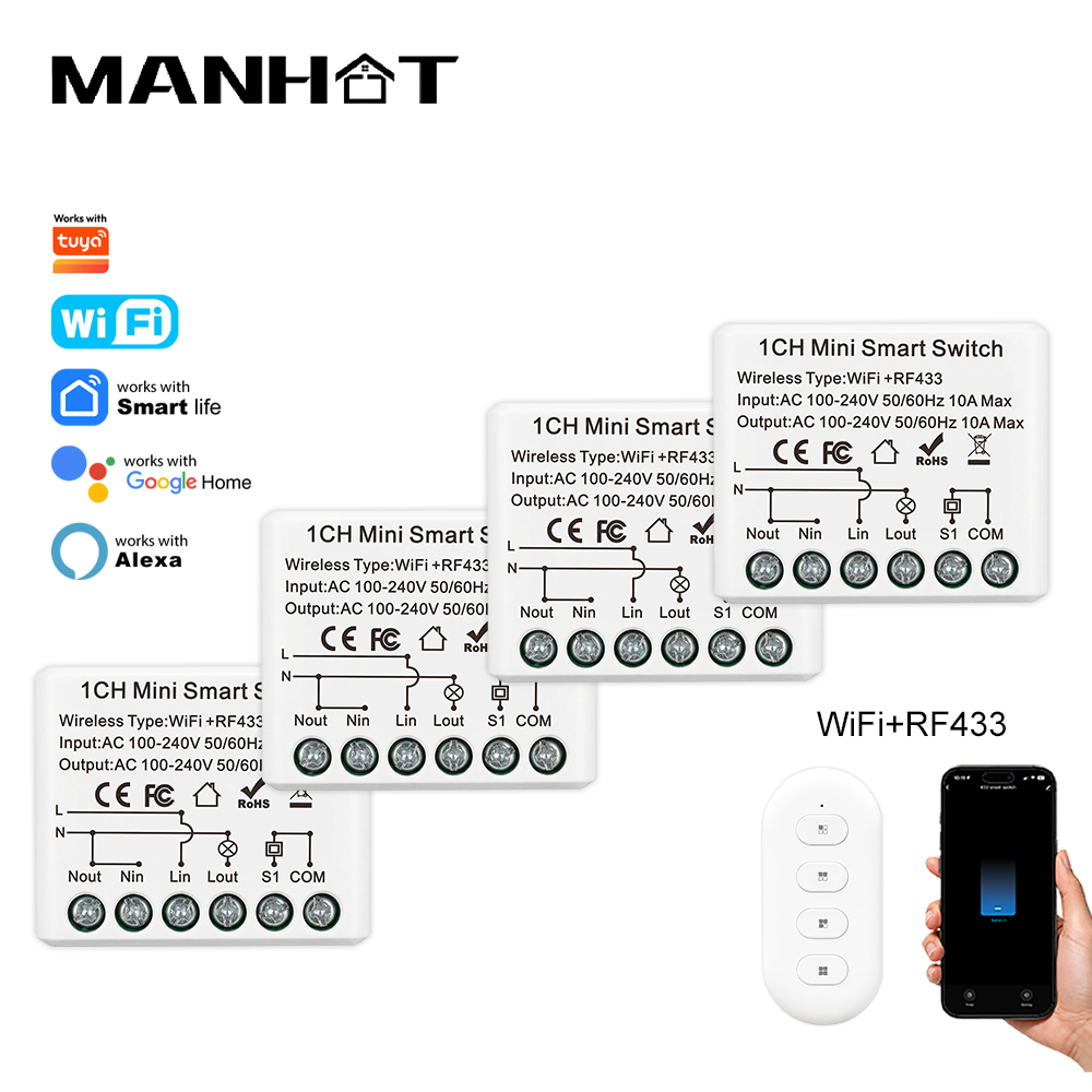10A Mini WIFI Smart Switch RF4 - Smart Home Miniature recension och pris