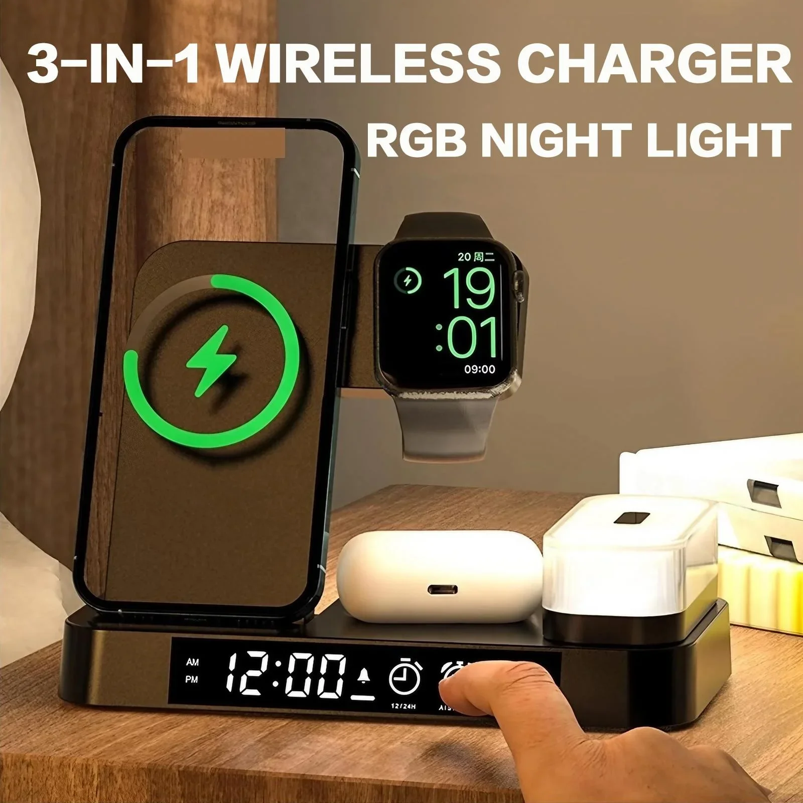3 In 1 Foldable Wireless Charg - Smart Night Light recension och pris